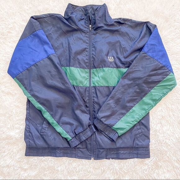 Vintage Blue/Green Team USA Olympics WindbreakerJacket Sponsored by JCPenny - Picture 9 of 13